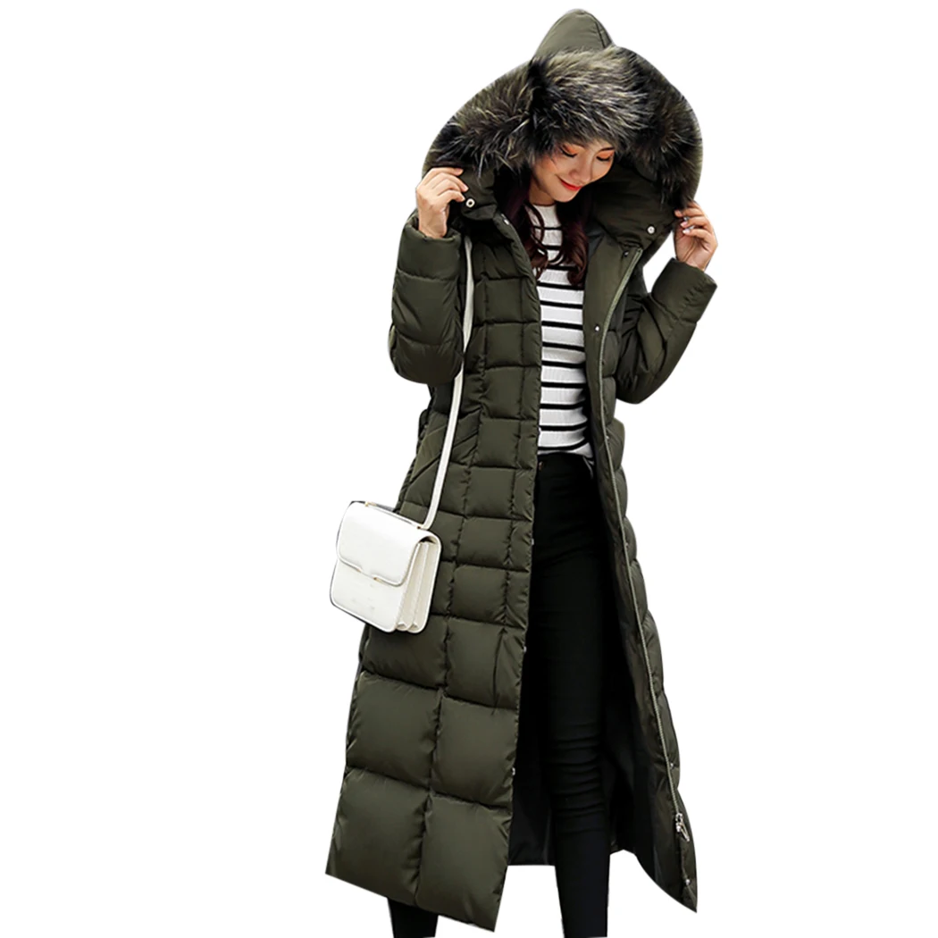 Для женщин хлопковая парка длинное пальто 2018 зима толстые теплые с капюшоном и