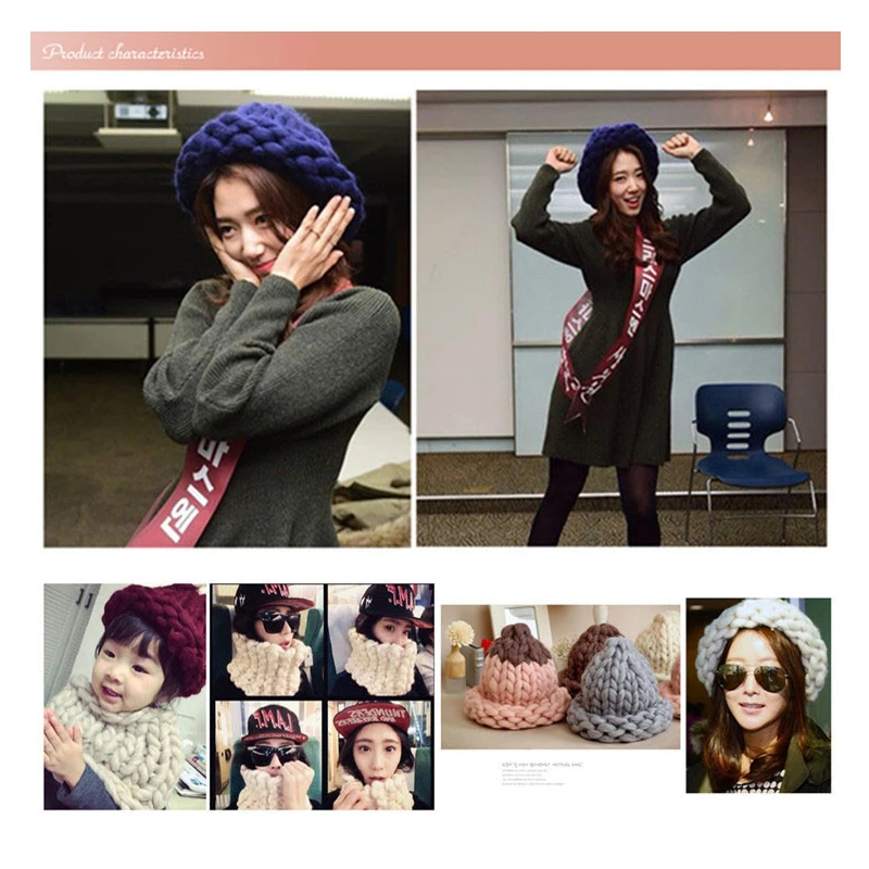 Модные DY ручной Вязание Одеяло Шапки очень толстом массивном Пряжа ровинг