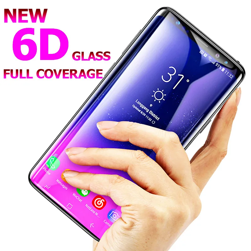 6D закаленное стекло для samsung Galaxy S8 Plus Note 8 9 S7 Edge Защитная пленка экрана S9 полное