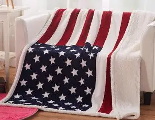 Зимнее толстое Флисовое одеяло с флагом Великобритании и США Фланелевое