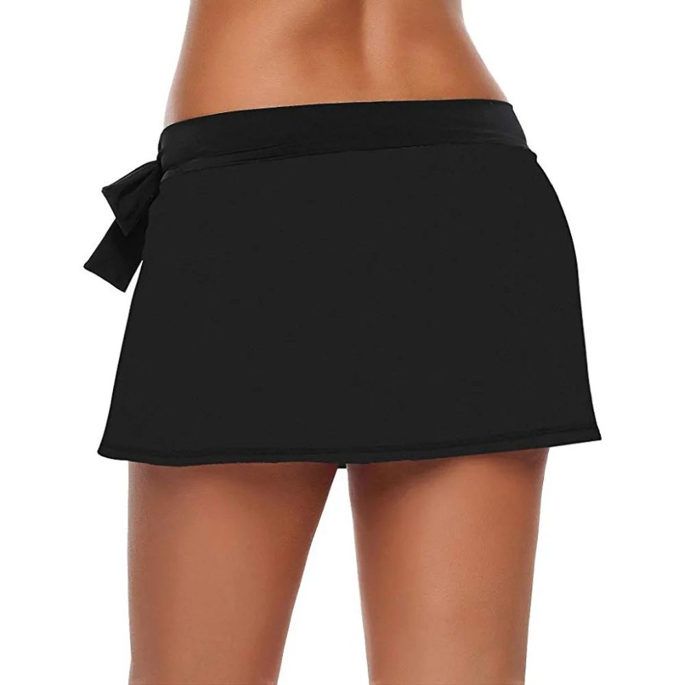 Сексуальный женский купальник юбка брюки женское однотонное бикини со шнуровкой