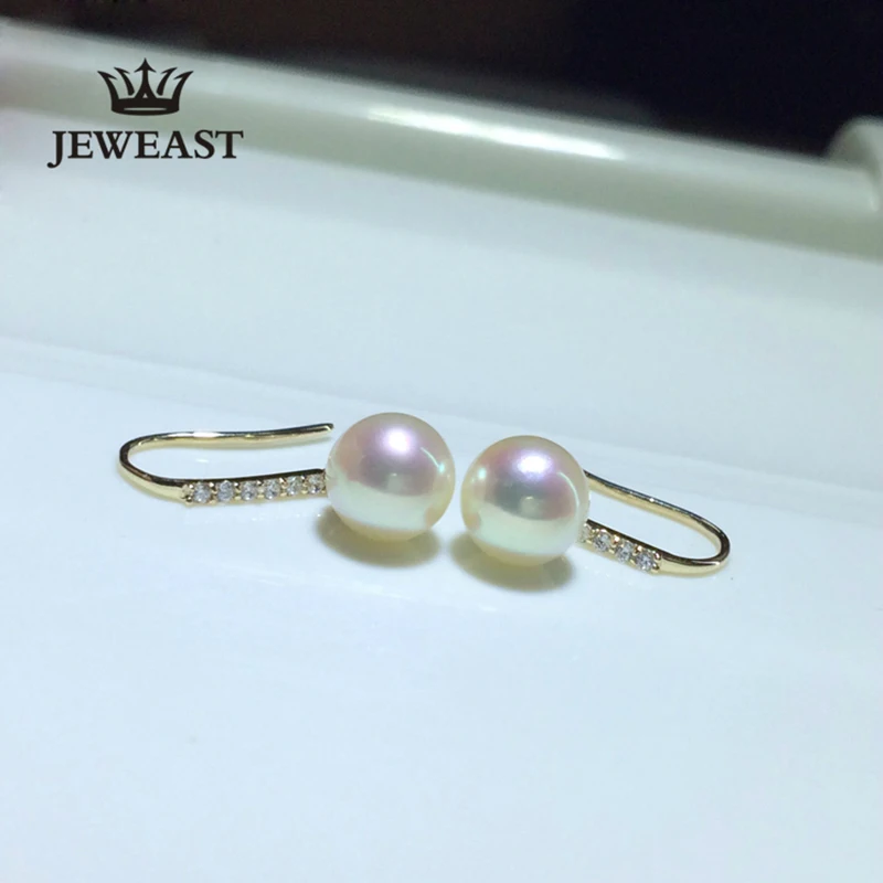 Серьги-капельки с золотым жемчугом, 18 k, модные женские, женские, для девушек, подарок, однотонные, 750, вечерние, натуральные, хорошие, как и хорошая скидка