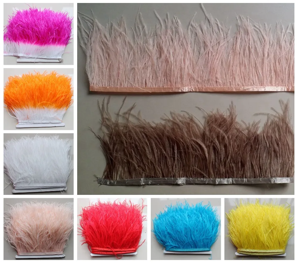 Красочные страусиное перо отделкой из страусиных перьев Отделка бахрома