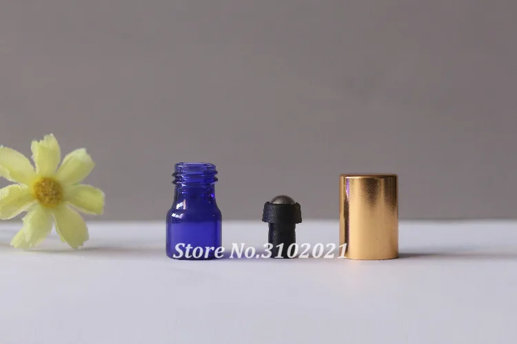 1ml Empty Thick Blue Glass Roll On Essential Oil Perfume Vial Bottle with Black Metal Roller Ball for Aromatherapy Free Shipping | Красота и