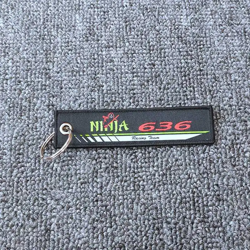 Ninja 636 Брелок в виде мотоцикла тканые бирка кольца для ключей этикетка цепи для Kawasaki Ninja 636 400 300 250 - Цвет: Ninja 636
