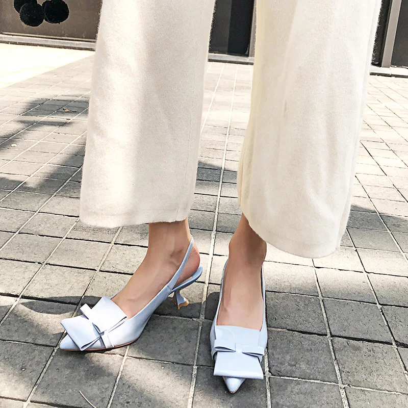 Новинка лета 2018 года Стильная элегантная женская обувь с бантом в стиле ретро