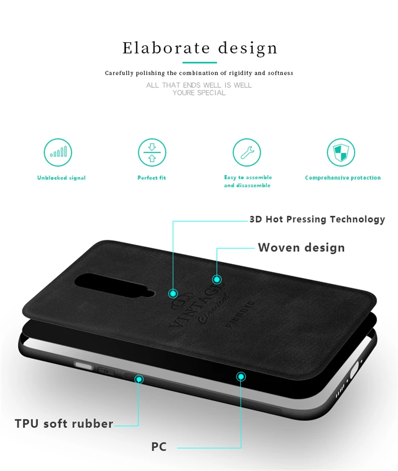 Чехол для OnePlus 7 Pro мягкий ТПУ Жесткий чехол из поликарбоната PINWUYO Роскошный One Plus