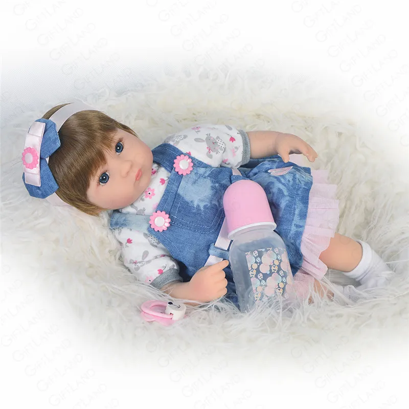 Reborn Реалистичная кукла-младенец Baby Boneca с голубым повязка бантом Винтаж джинсовое