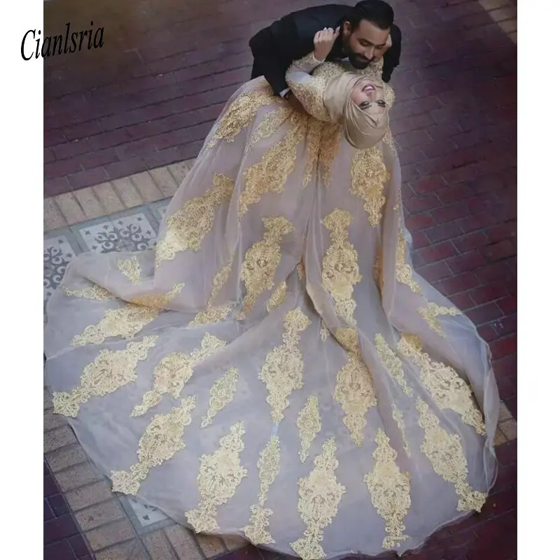 

Muslim Long Sleeves Evening Dresses With Detachable Train Lace Appliques Tulle Long Train Prom Dress Back Zipper Celebrity Party