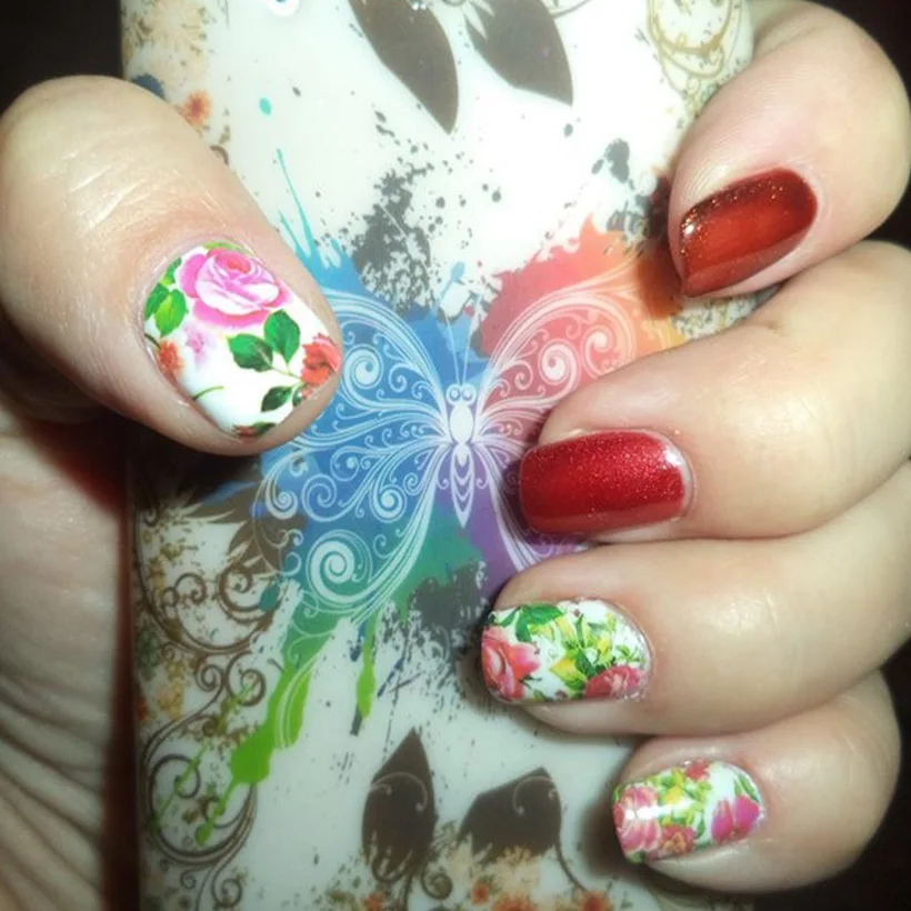 50 листов красочный цветок горячий дизайн водяные знаки наклейки для ногтей