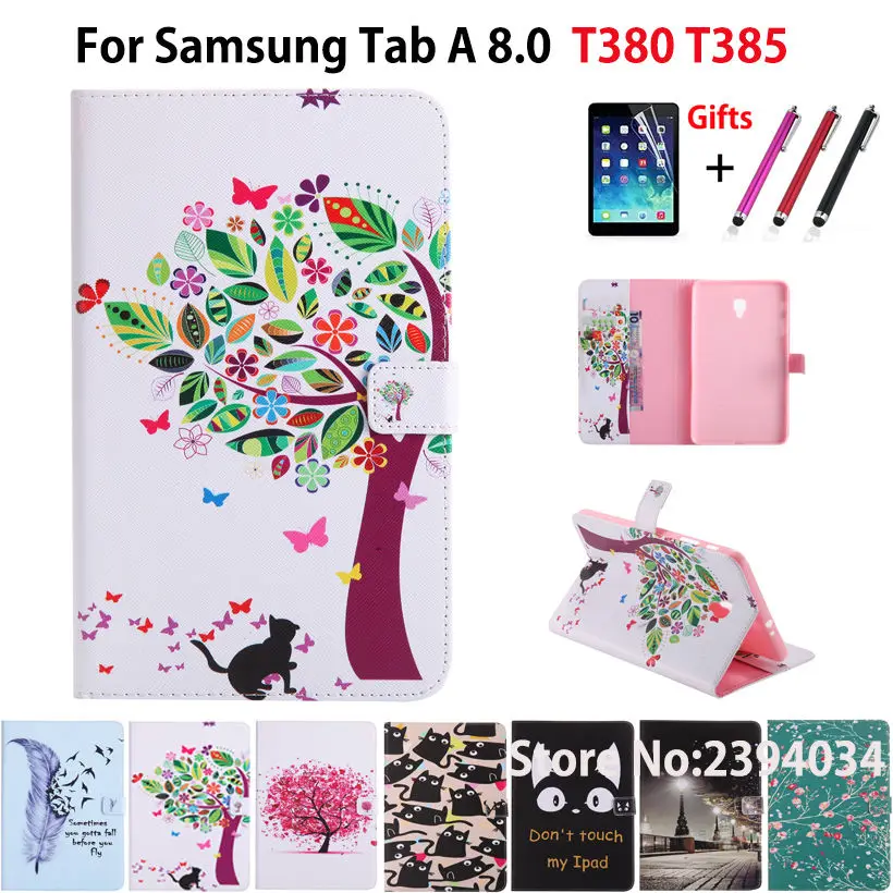 Модный чехол из искусственной кожи с мультяшным рисунком для Samsung Galaxy Tab A 8 0 SM-T380