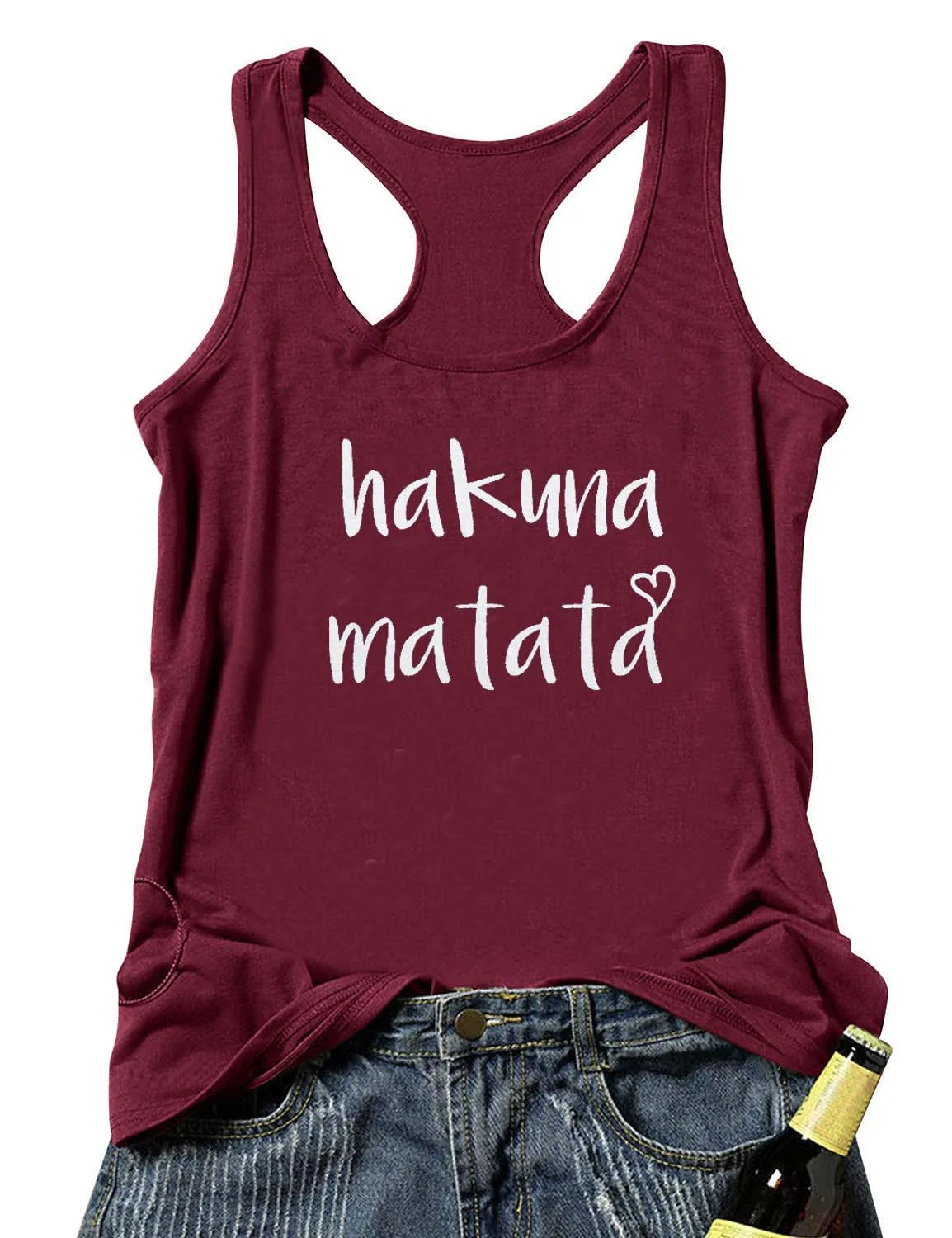 Жилет Hakuna Matata с надписями, летняя забавная Женская безрукавка, Подарочная трехслойная майка, женская одежда