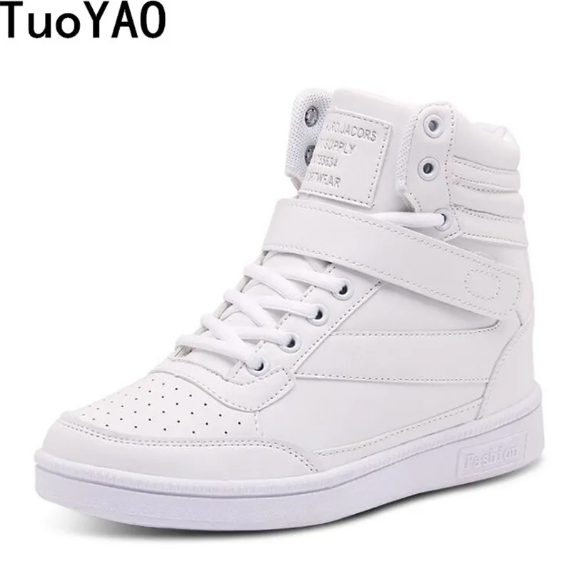 Кроссовки женские из ПУ кожи повседневная обувь эспадрильи платформа скрытые