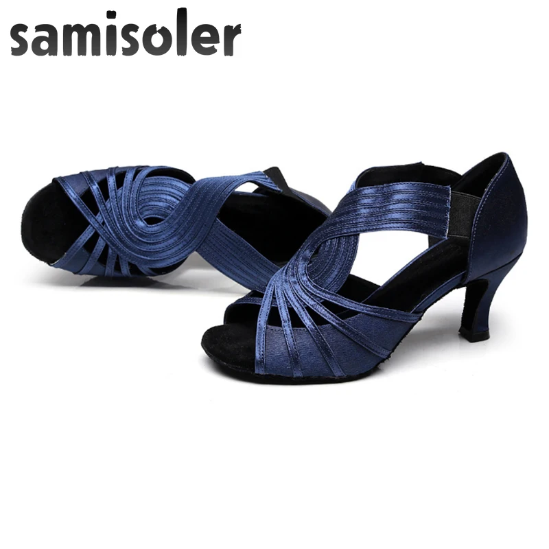 Samisoler Ballroom Women Latin Dance Shoes Modern Pole Dance Shoes Salsa Tango High Heel Adjustable Latin Shoes For Girls Ladies