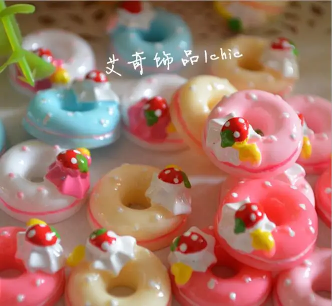 Бесплатная Доставка Оптом микс 10 шт смолы плоский задник мультфильм пончики