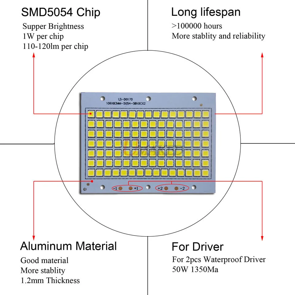 20 Вт 49x59 мм светодиодный прожектор PCB 2000lm SMD5054 источник освещения для Светодиодный