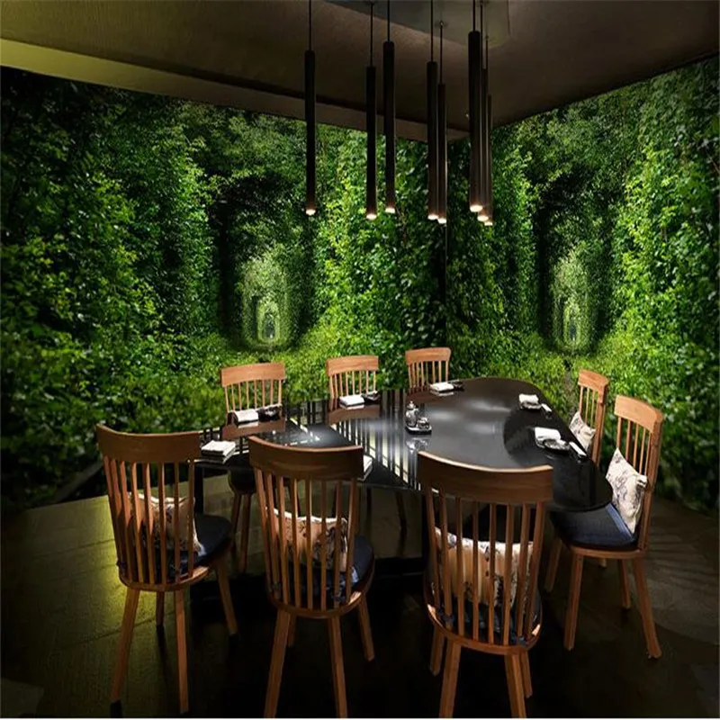 Фотообои beibehang высокое качество свежий зеленый тоннель любви поезд дороги