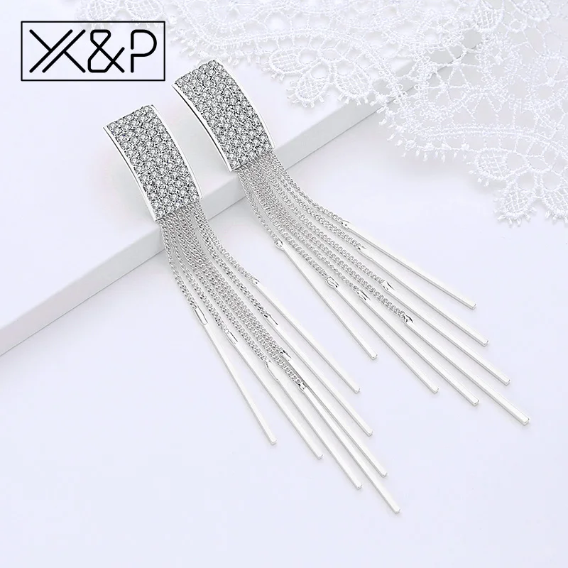 X & P модные брендовые длинные геометрические висячие серьги с кисточками и