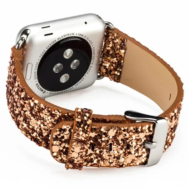 Роскошный блестящий ремешок для часов из искусственной кожи 38 мм 42 Apple Watch