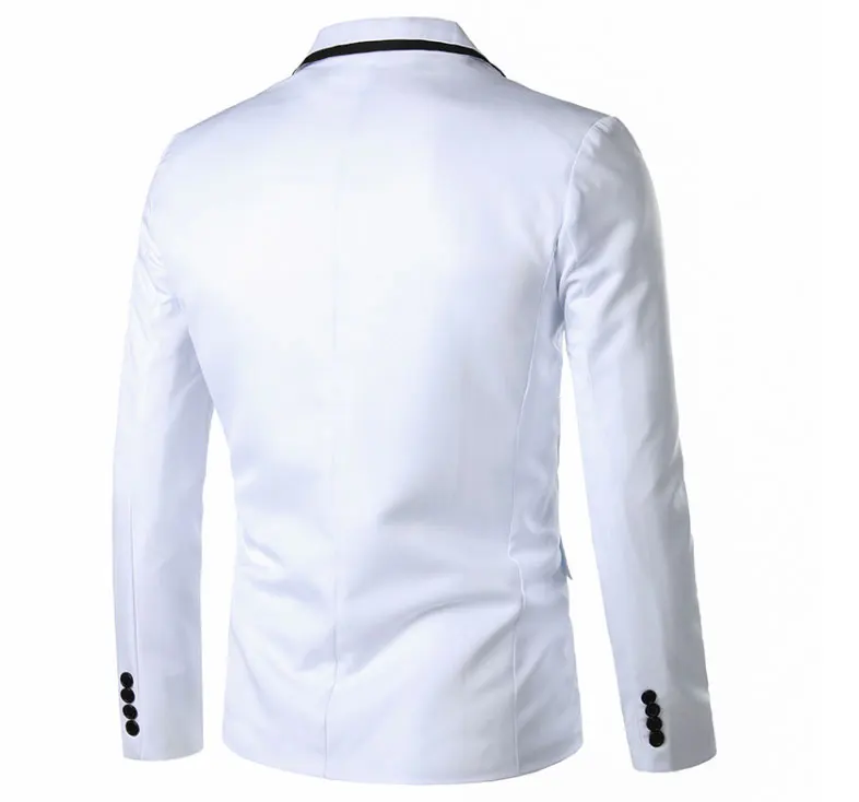 SUKIWML, 5XL, Мужской Блейзер, белый,, на одной пуговице, Casacas Para Hombre, однотонный Блейзер, Masculino, повседневный мужской костюм, повседневные куртки