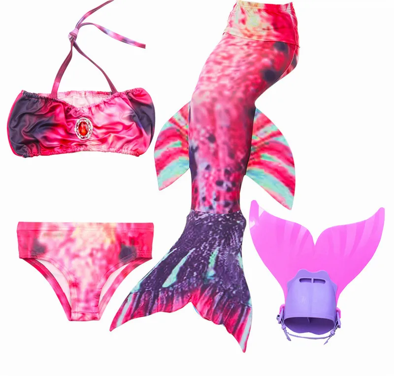 4 шт./компл. детский купальник для девочек с хвостом русалки бриллиантами и костюм