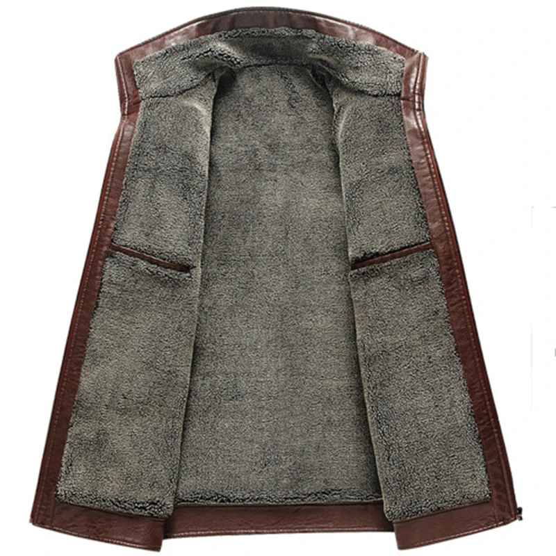 Толстый pu имитация овечьей кожи кожаная куртка Для мужчин модные S зима Кожаные