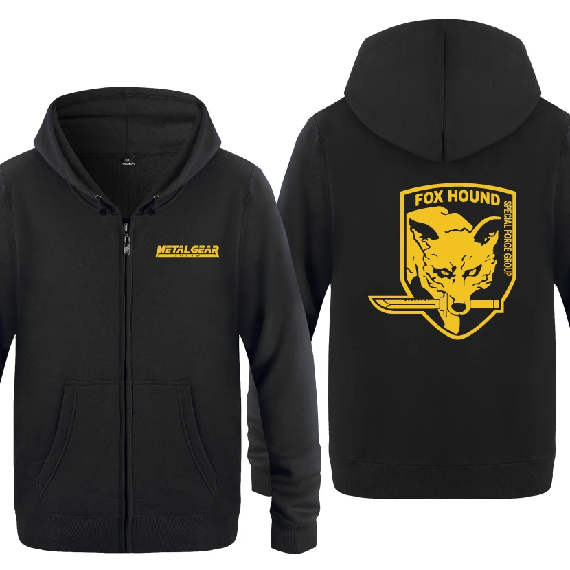 MGS Fox Hound металлический Шестерни одноцветные игровые худи Для мужчин 2018 с