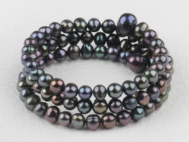 Жесткий браслет из черного пресноводного жемчуга обруч жемчуга|pearl bracelet|bracelet