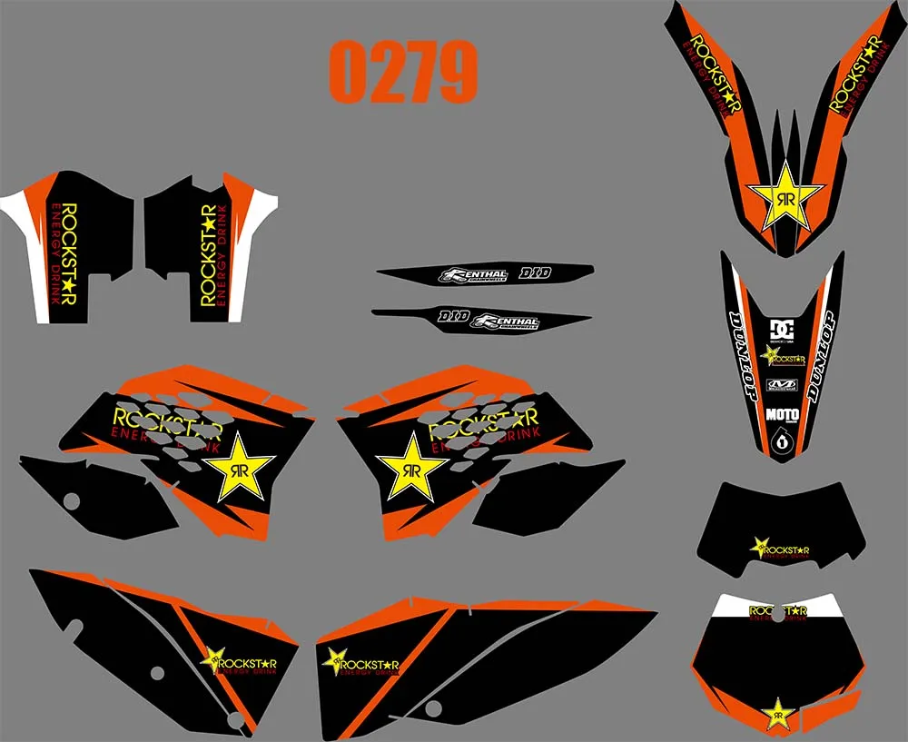 0279 3 м 4 вида стилей команда графика фоны наклейки для KTM SX EXC 2008 2009 2010 2011 - Цвет: 0279