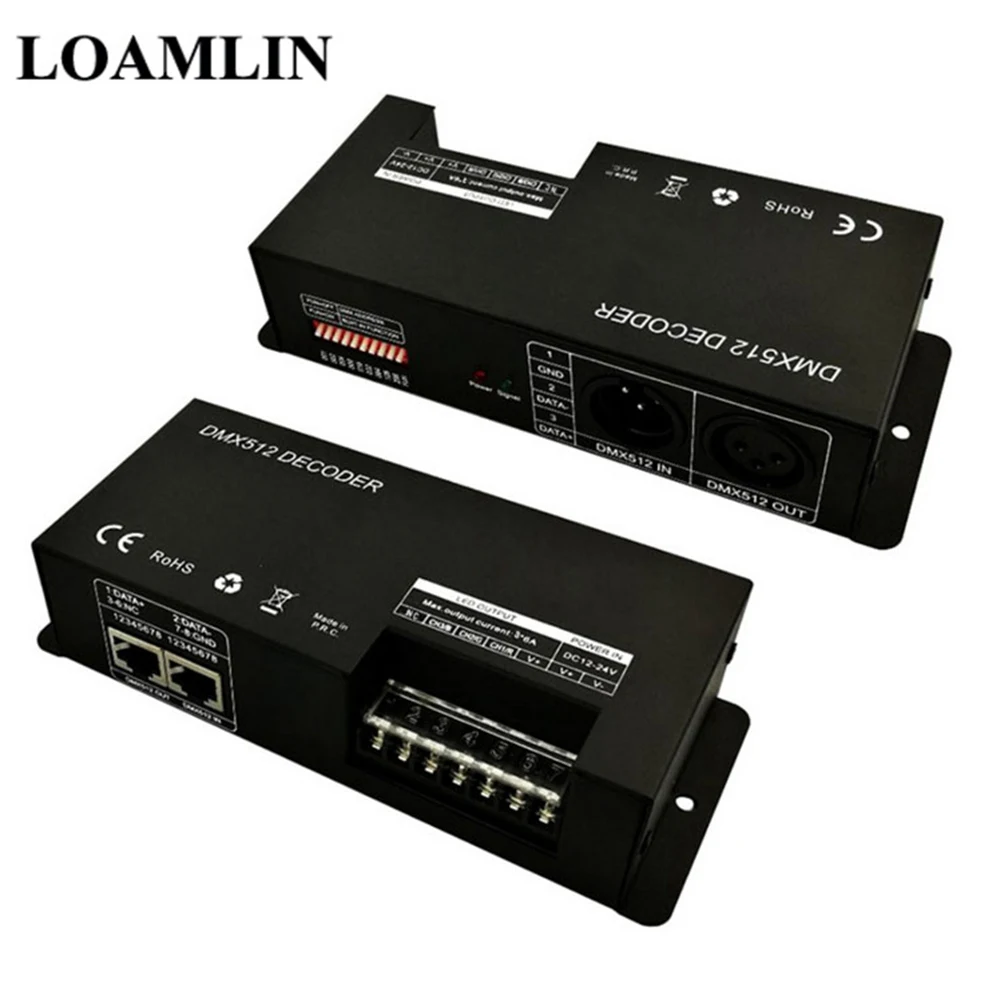 Светодиодный RGB контроллер декодера DMX512 3 канала 8A для 5050 3528 светодиодный