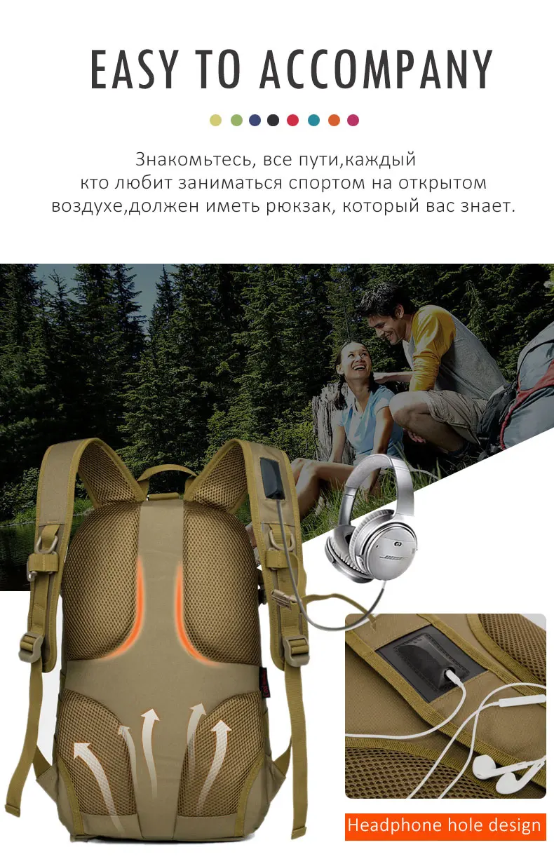Открытый военный тактический армейский разгрузочный рюкзак охотничий рюкзак Molle для альпинизма 30л Внешняя usb зарядка Cocuk Canta