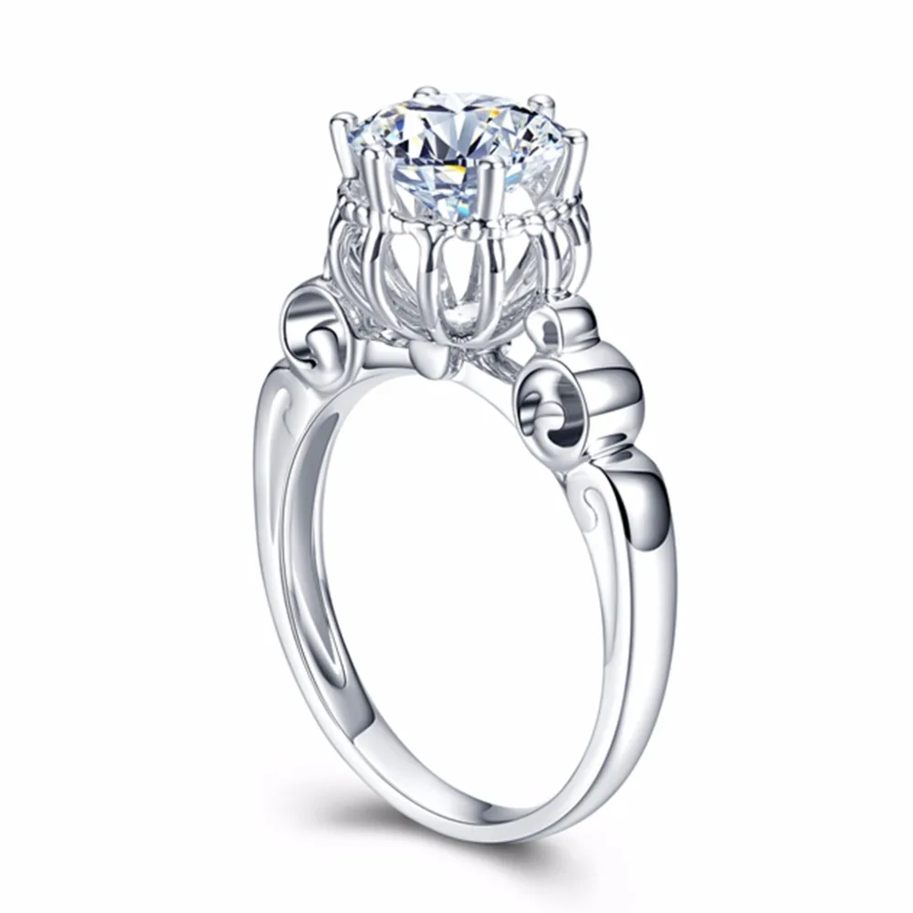 Женское Обручальное Кольцо Moissanite круглое кольцо из белого золота 14 к 6 5 мм с 4