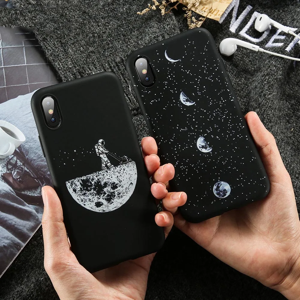 VIAERSON Soft Cute Phone Case For iPhone X XS MAX 7 8 Cover Star Night Cat Cases 6 6S plus 5 5s SE XR Covers |