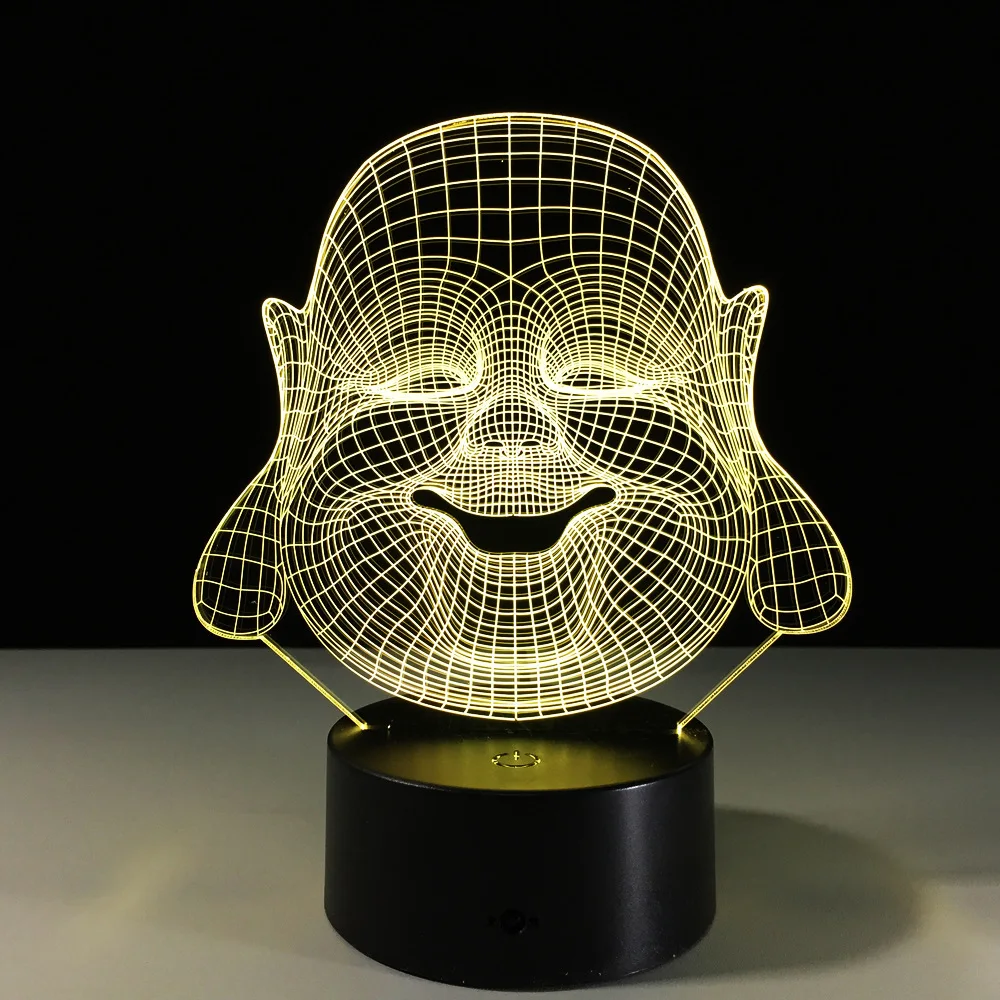 Ночник для Будды Maitreya 3d лампа с внешним аккумулятором Usb Светодиодная домашнего