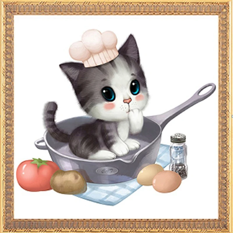 Алмазная мозаика сделай сам 5D с мультяшными кошками алмазная живопись ручной