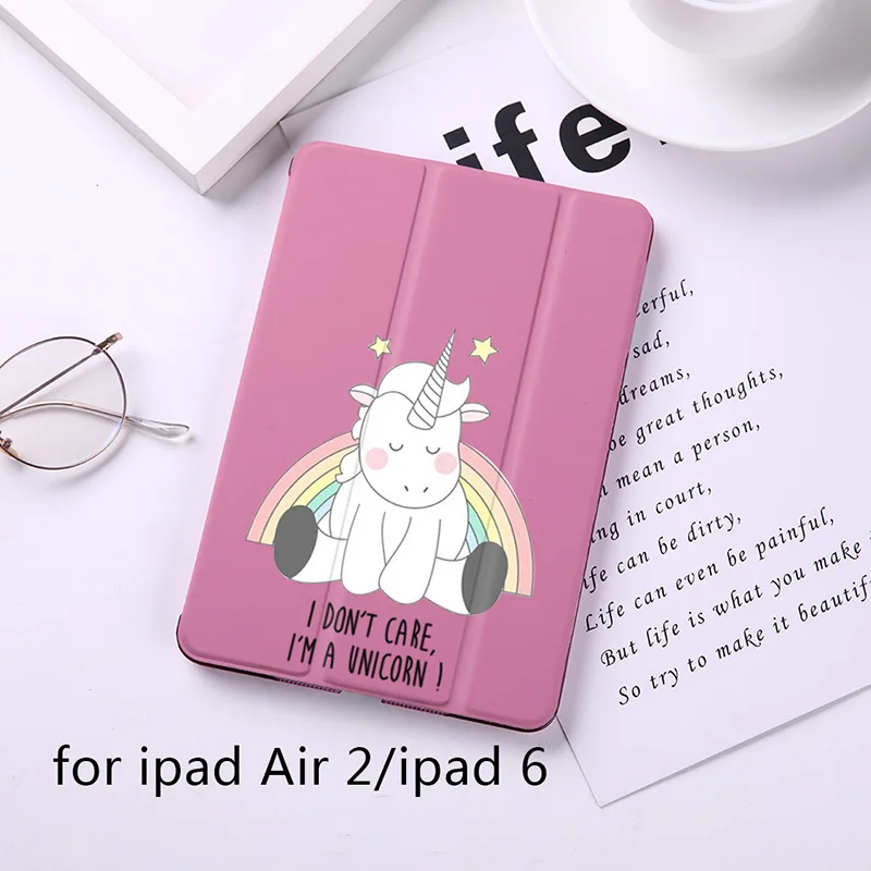 B200066-ipad air2 Милый Магнитный флип-чехол с единорогом для Apple iPad 9," Чехол для iPad Air 2 Mini2 из искусственной кожи, складной чехол-книжка с функцией автоматического пробуждения - Цвет: B200066-ipad air2