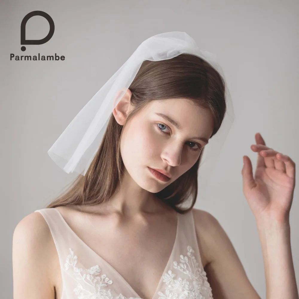 Фата ручной работы Parmalambe короткая свадебная фата двухслойный свадебный