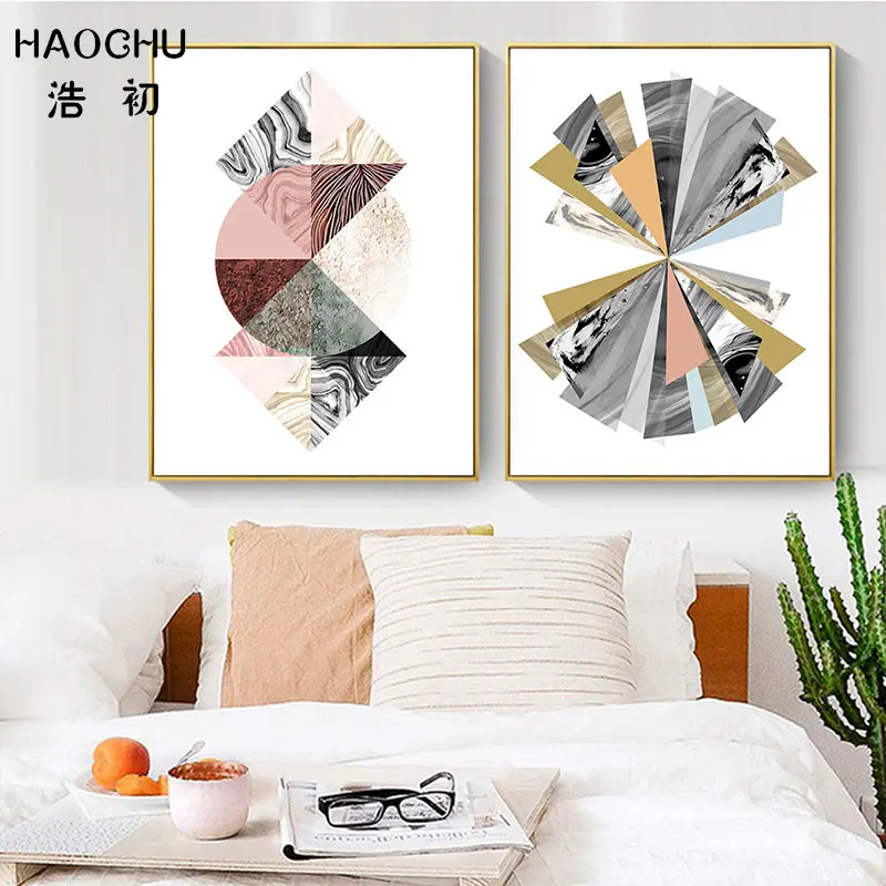 Абстрактные настенные плакаты от бренда HAOCHU круглый мраморный художественный