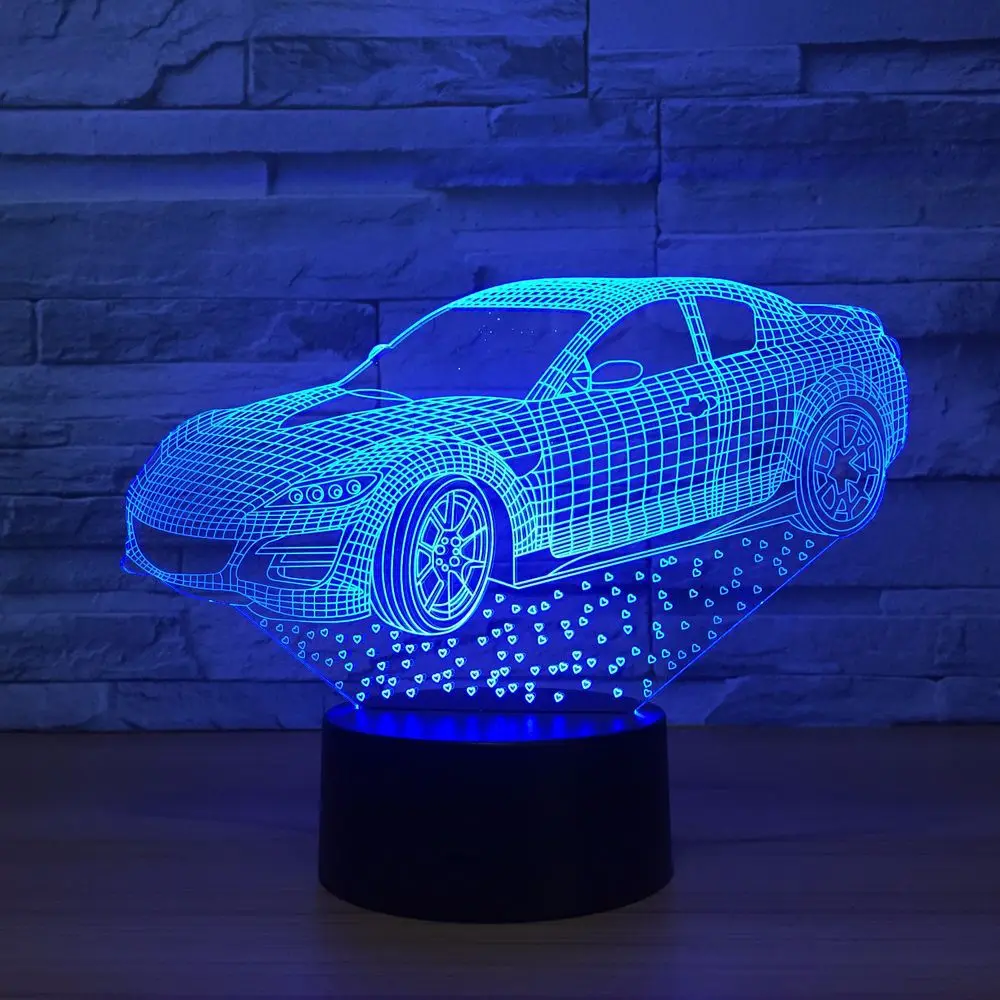 3D лампа супер быстрый дизайн автомобиля 7 цветов светодиодные ночники для детей