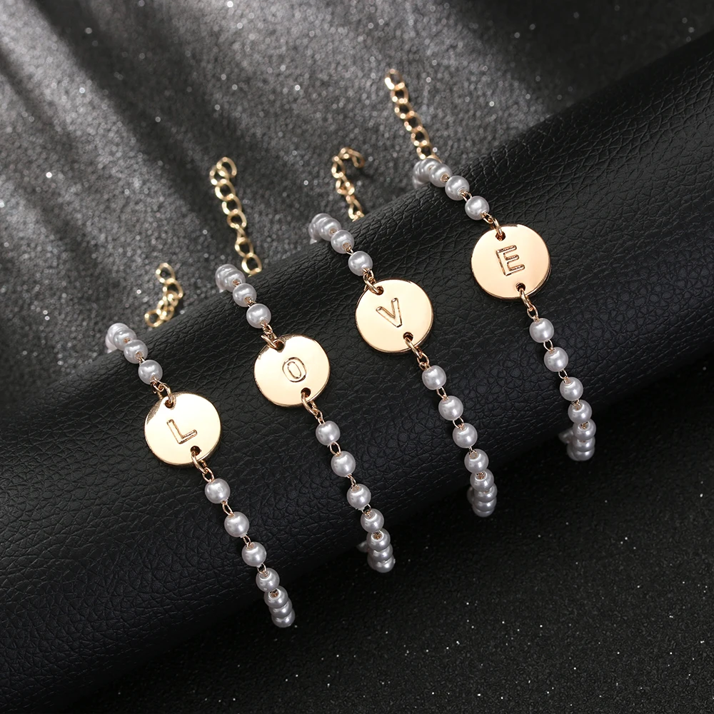 1 шт. изящный браслет с буквенным принтом из нержавеющей стали браслеты подвеской