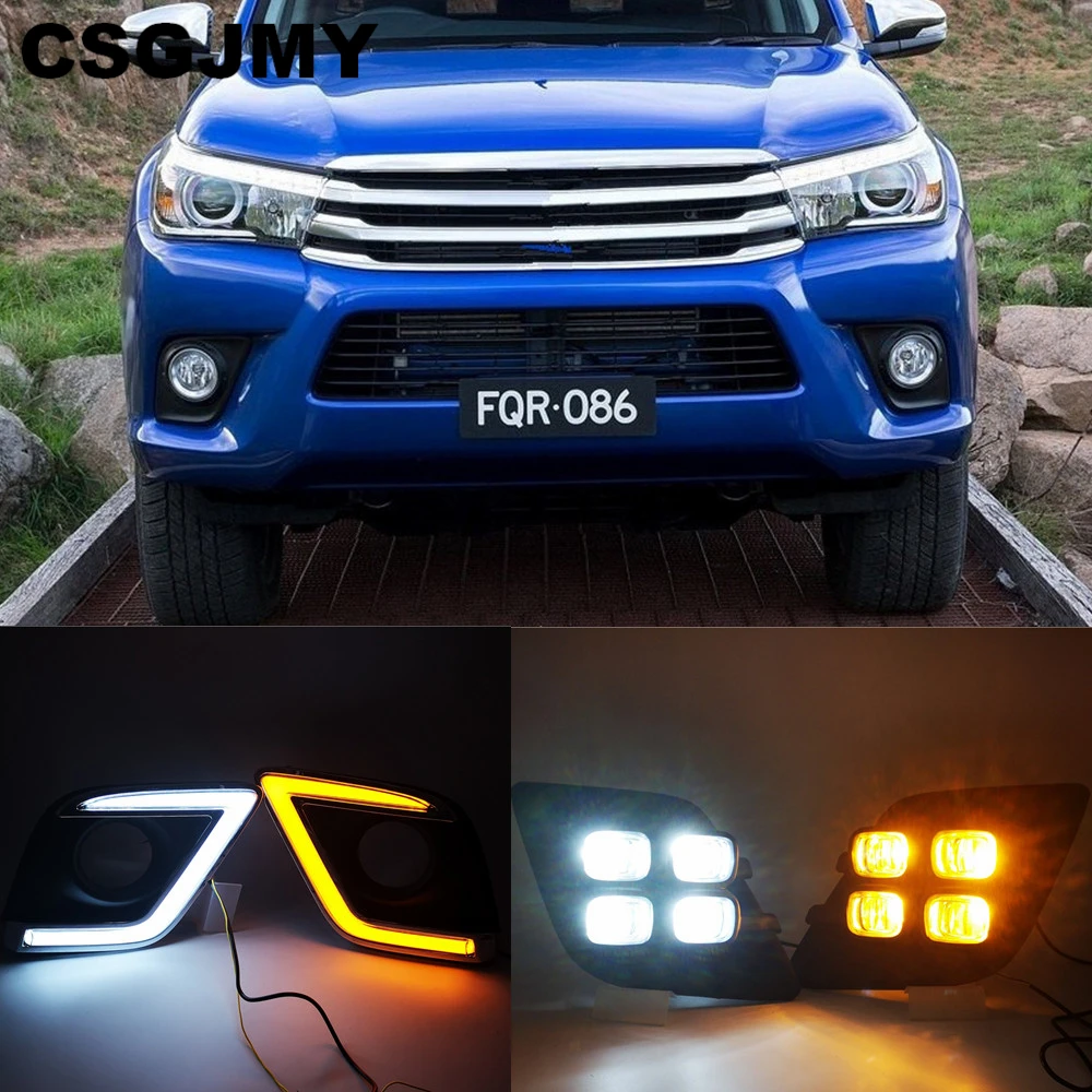 CSGJMY 2 шт. для Toyota Hilux Revo Vigo 2015 2016 2017 светодиодный DRL дневные ходовые огни дневной