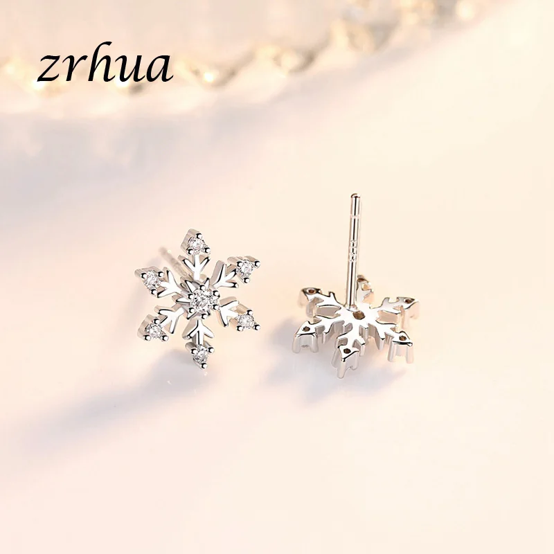 Женские серьги-гвоздики из серебра 925 пробы с фианитом | Украшения и аксессуары