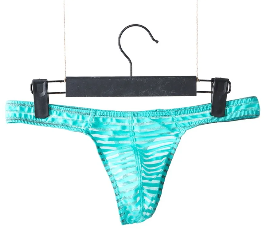 Мужские прозрачные стринги и g-стринги черные однотонные трусы брифы в полоску с