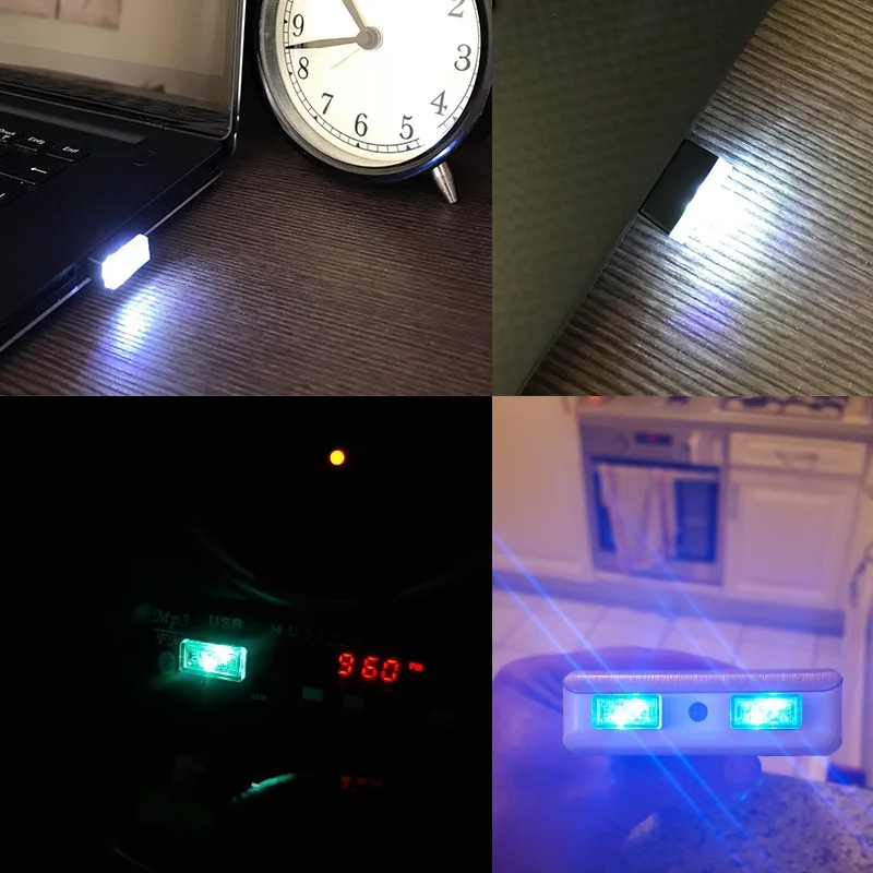 2 шт мини USB ночник светодиодный прикуриватель для внутреннего оформления автомобиля свет футовая лампа освещение украшение свет