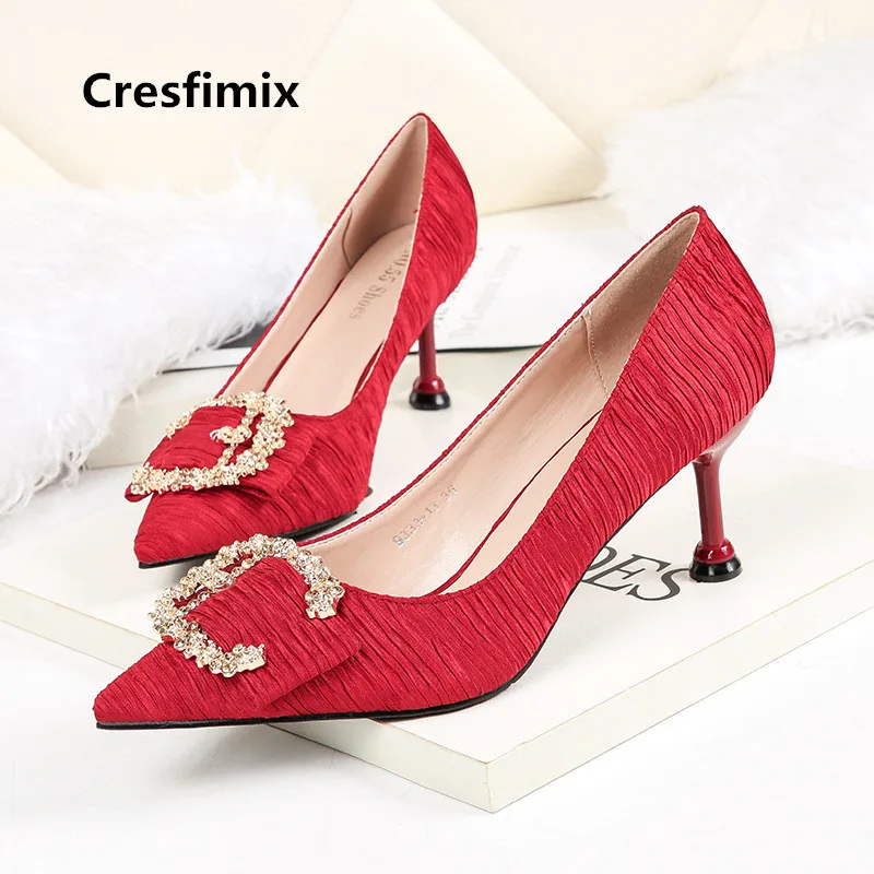 Cresfimix Mujer Tacones Altos Женские Модные Бежевые Свадебные Вечерние туфли на высоких