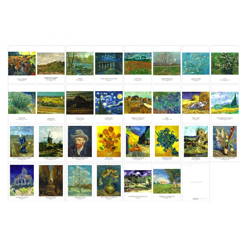 30 sheets/pack Van Gogh Paintings Postcard Vintage Flower Design Paper Card for Greeting Wish Birthday Gifts Stationery Supplies |