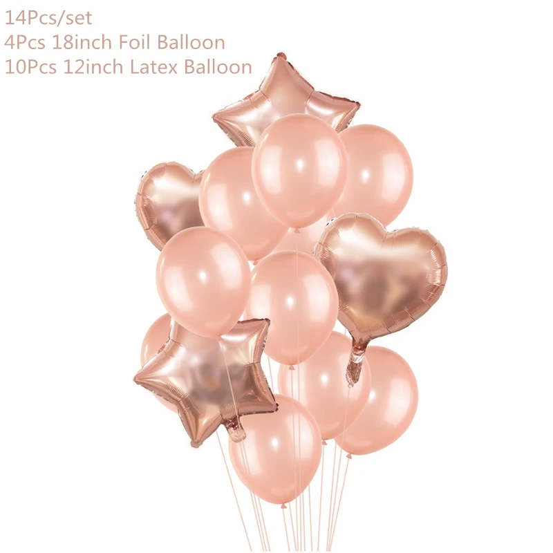 14pcs set2 Розовое золото конфетти балоны фольга шампанское Звезда шар свадебные шары из латекса globos BabyShower День Рождения украшения принадлежности - Цвет: 14pcs set2