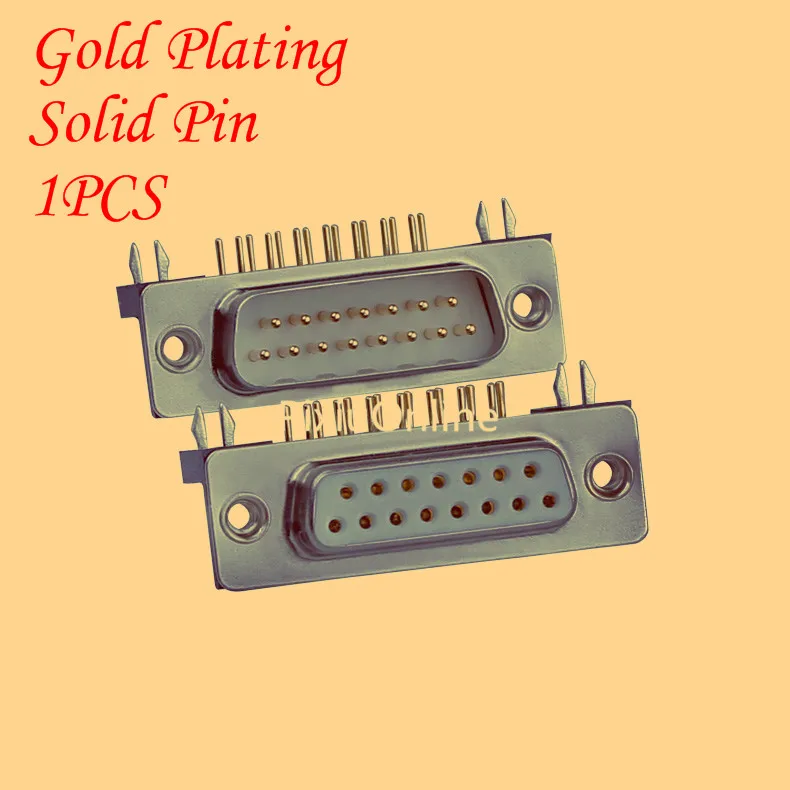 

1PCS YT365 DB15 Solid Pin Gold plated connectors DR15 2 Rows 15 Pin Welding point Free Shipping horizontal type