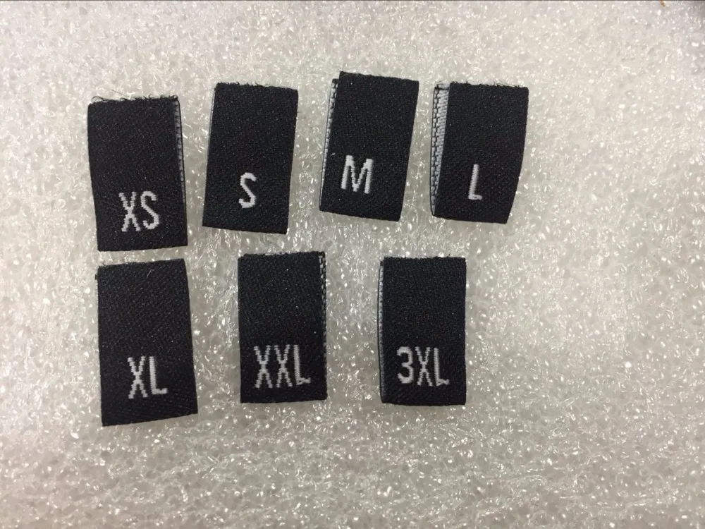 Высокая Плотность Белый тканый черный XS-XXXL размер этикетки 100 шт много одежды Дамаск центр/средняя папка аксессуары для одежды метки