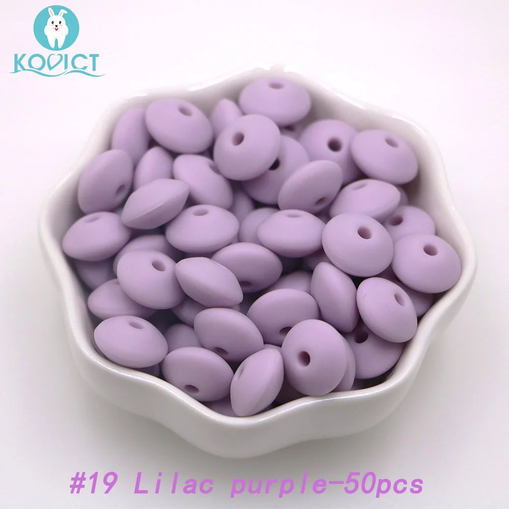 NO.19 50pcs Kovict 50 шт./лот Детские чечевицы, силиконовые бусины, чечевица, 12 мм, детский прорезыватель, сделай сам, пустышка, зажим на цепочке - Цвет: NO.19 50pcs